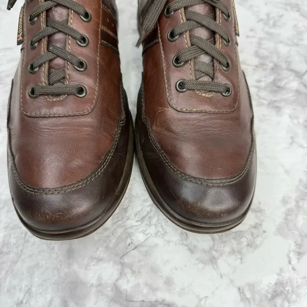 MEPHISTO Air Jet Men’s Sz 10 Brown Leather Lace Up Casual Sneakers Walking Shoes